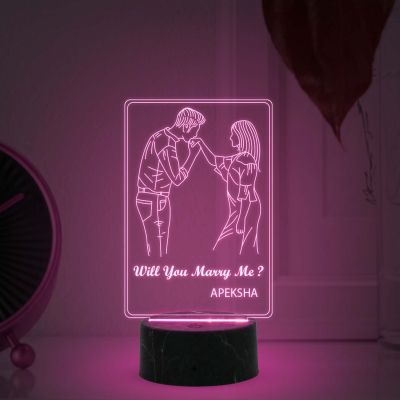 Will you marry me couple night lamp with Multicolored Light Customized with Name Gift for Wife, Husband